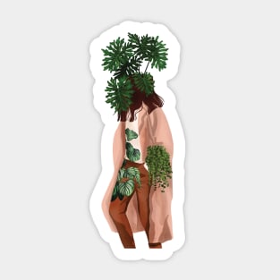 Plant Head, Girl Illustration 6 Sticker